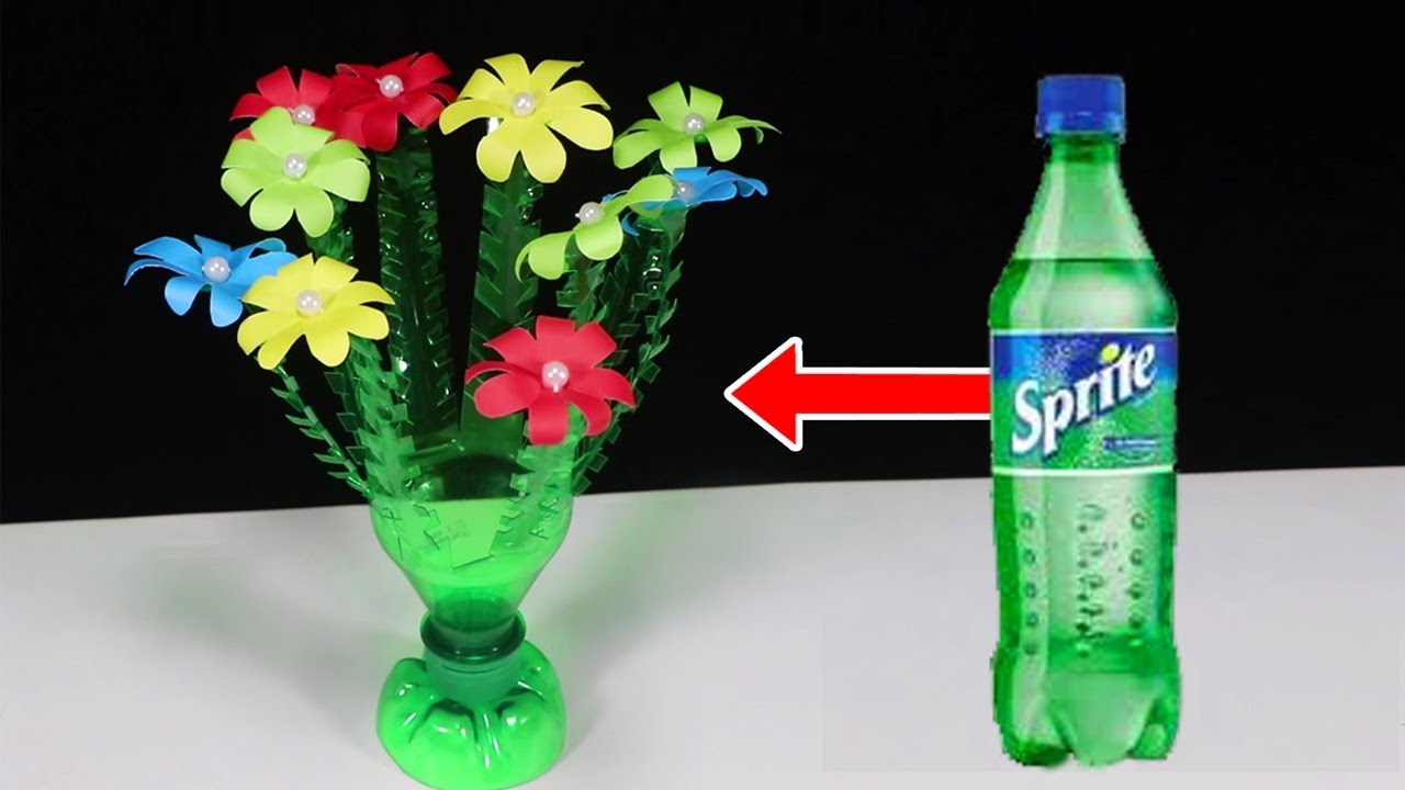 Empty Plastic Bottle Vase Making Craft Water Bottle Recycle Flower Vase Art Decoration Idea regarding measurements 1280 X 720