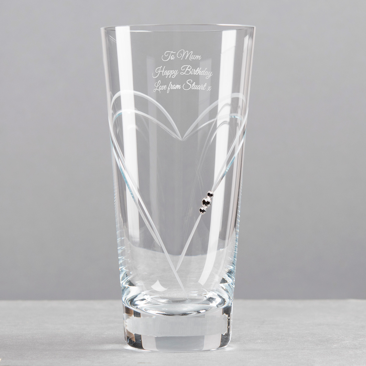 Engraved Swarovski Elements Glass Vase with proportions 1200 X 1200