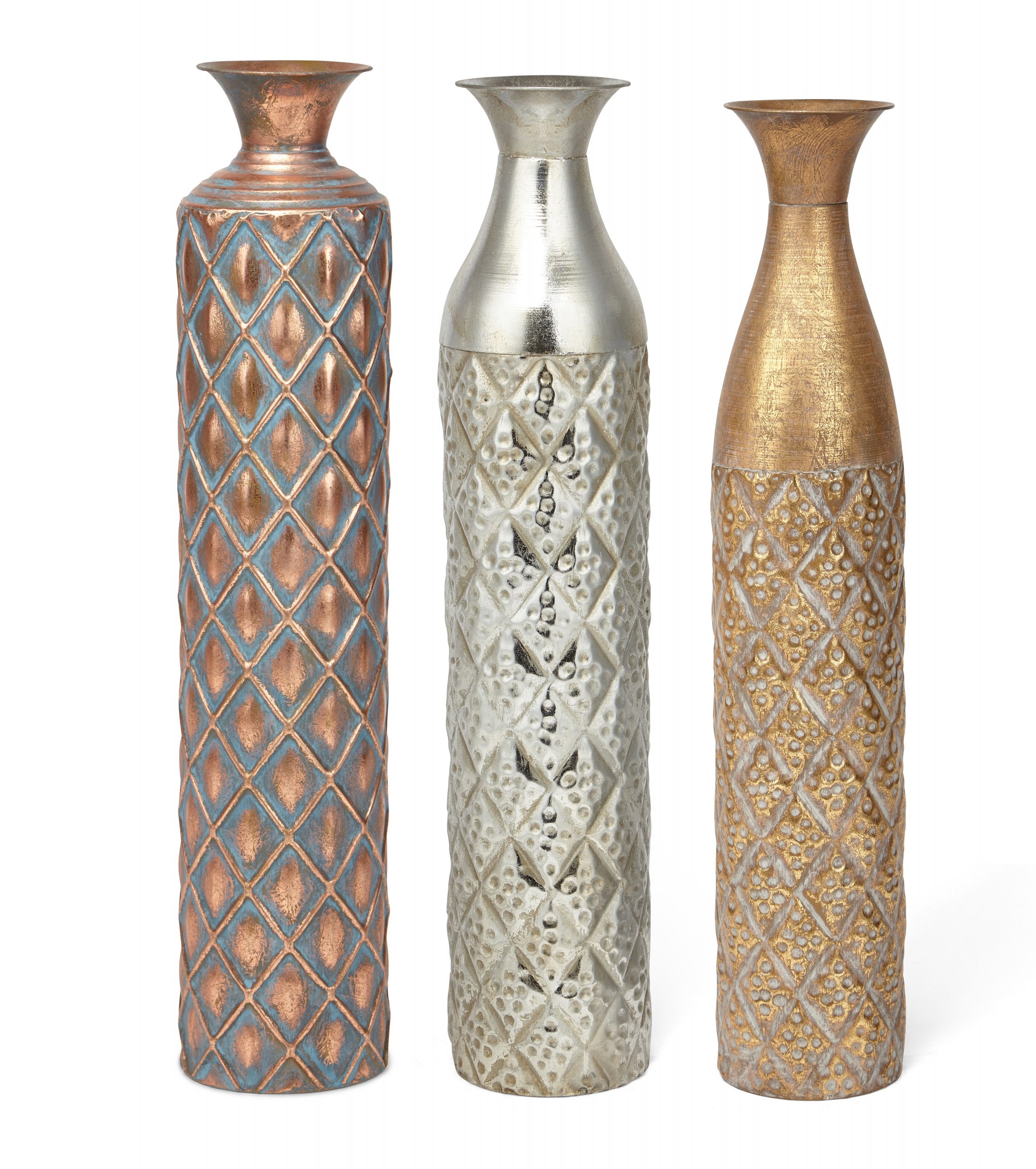 Farmington Metal Based Narrow 3 Piece Floor Vase Set regarding proportions 4252 X 4800