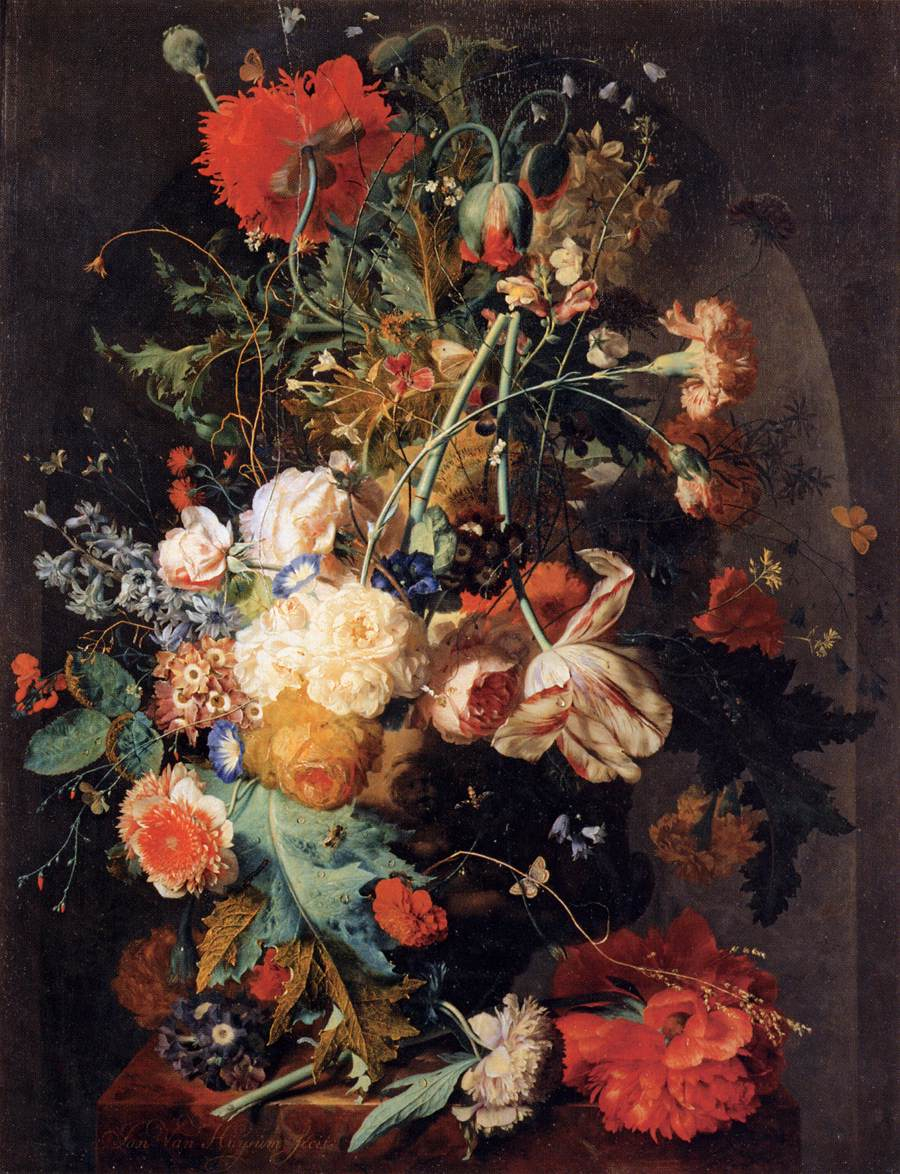 Filejan Van Huijsum Vase Of Flowers In A Niche Wga11828 in measurements 900 X 1174