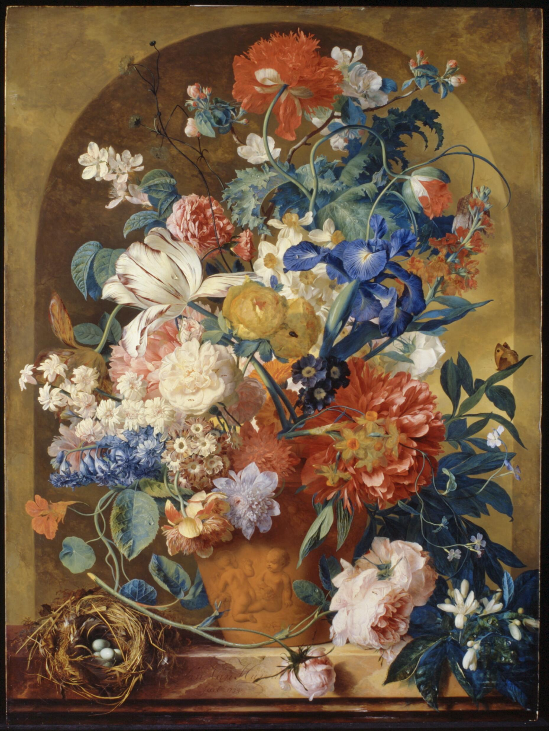 Filejan Van Huysum Still Life Of Flowers In A Terracotta within proportions 1857 X 2475