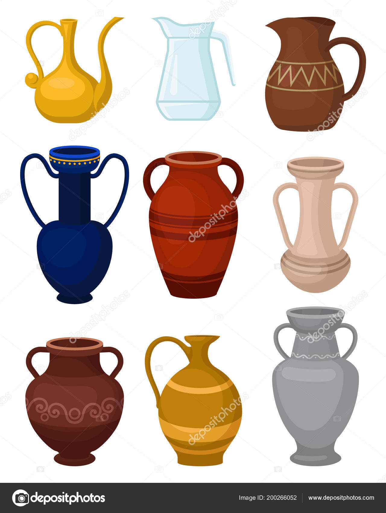 Flat Vector Set Of Various Jugs Glass Pitcher For Water throughout proportions 1280 X 1700