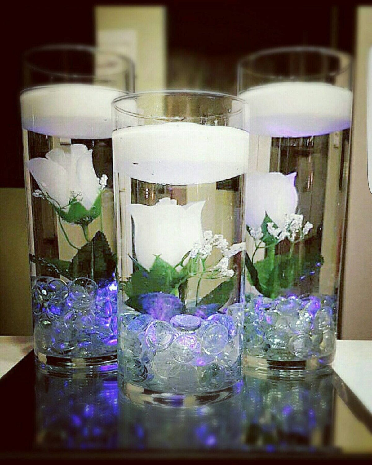 Floating Candle Centerpiece White Roses White Decor for size 1200 X 1500