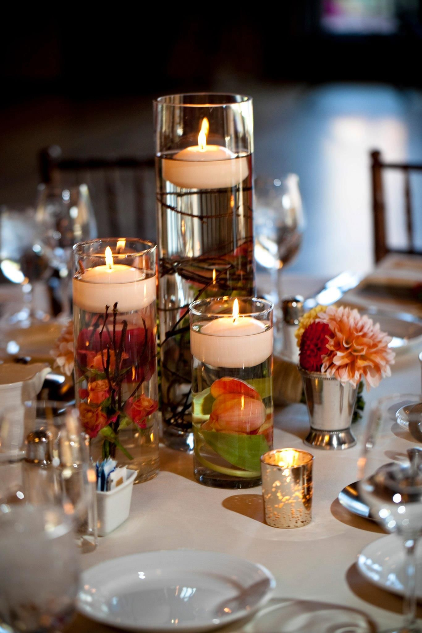 Floating Candle Wedding Centerpiece With Submerged Flowers within size 1366 X 2048