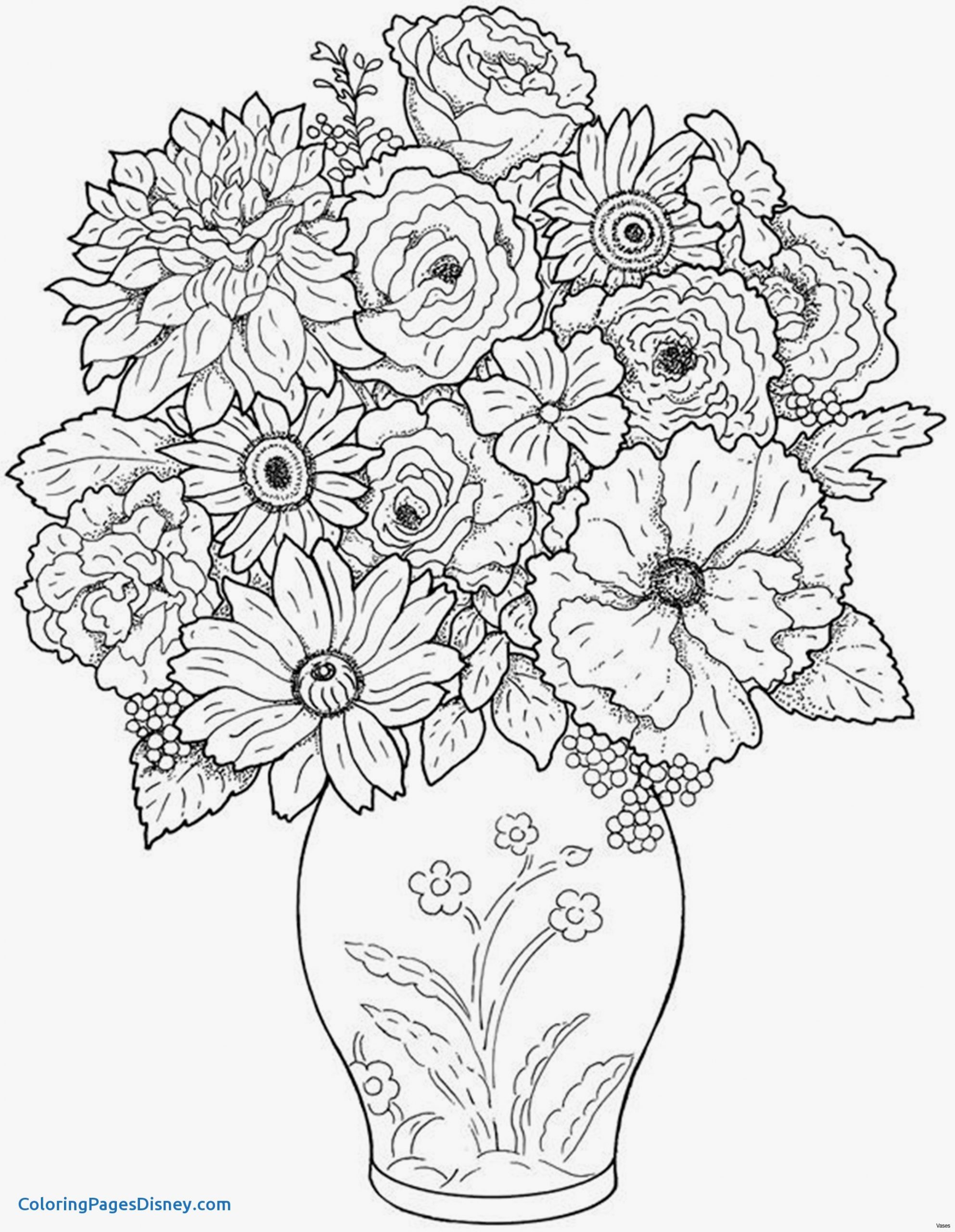Flower In Vase Coloring Pages with regard to size 2149 X 2772
