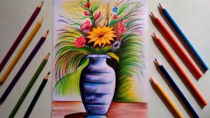 Flower Vase Drawing With Pencil Colour Step Step For regarding proportions 1280 X 720