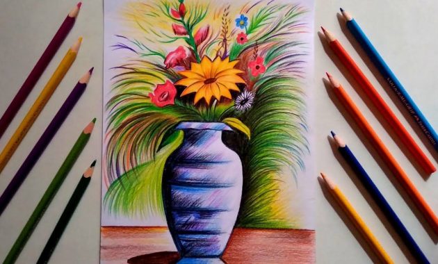 Flower Vase Drawing With Pencil Colour Step Step For regarding proportions 1280 X 720