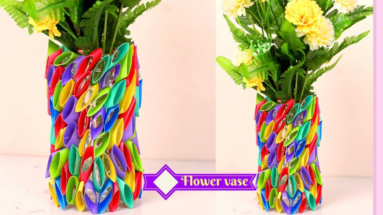 Flower Vase Made From Paper And Plastic Bottle Paper Flower Vase Crafts Reuse Old Plastic Bottle regarding sizing 1280 X 720