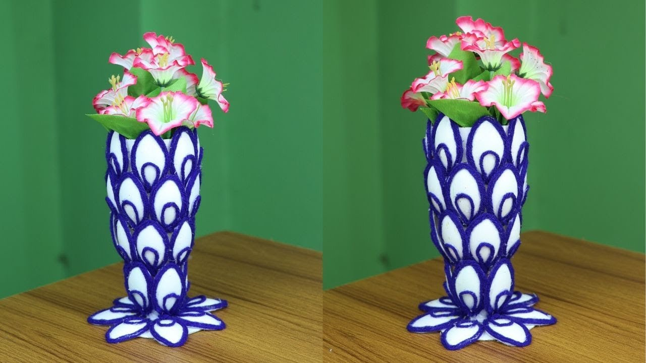 Flower Vase Making With Plastic Spoon Best Reuse Ideas Best Out Of Waste Woolen Art And Craft for dimensions 1280 X 720