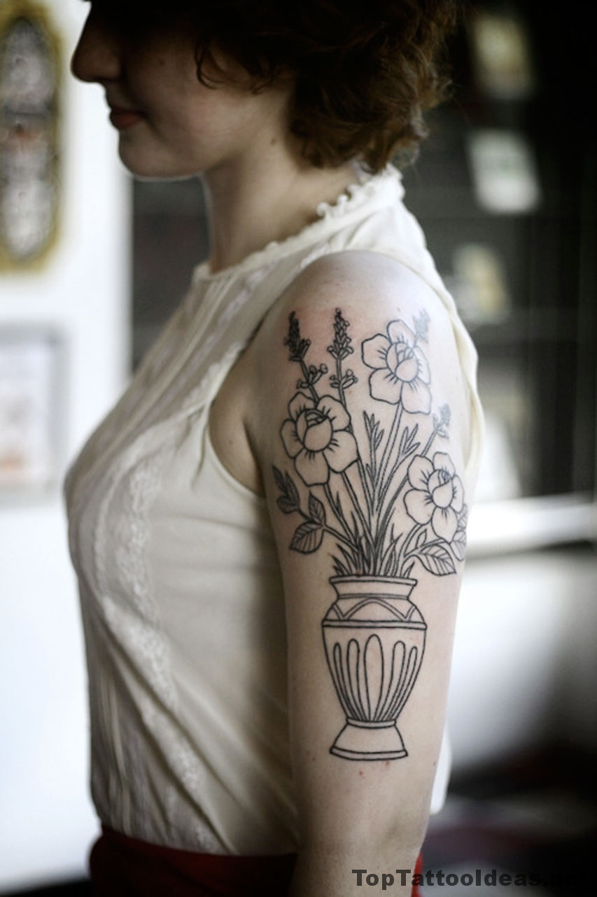Flower Vase Tattoo Idea Top Tattoo Ideas intended for proportions 853 X 1280