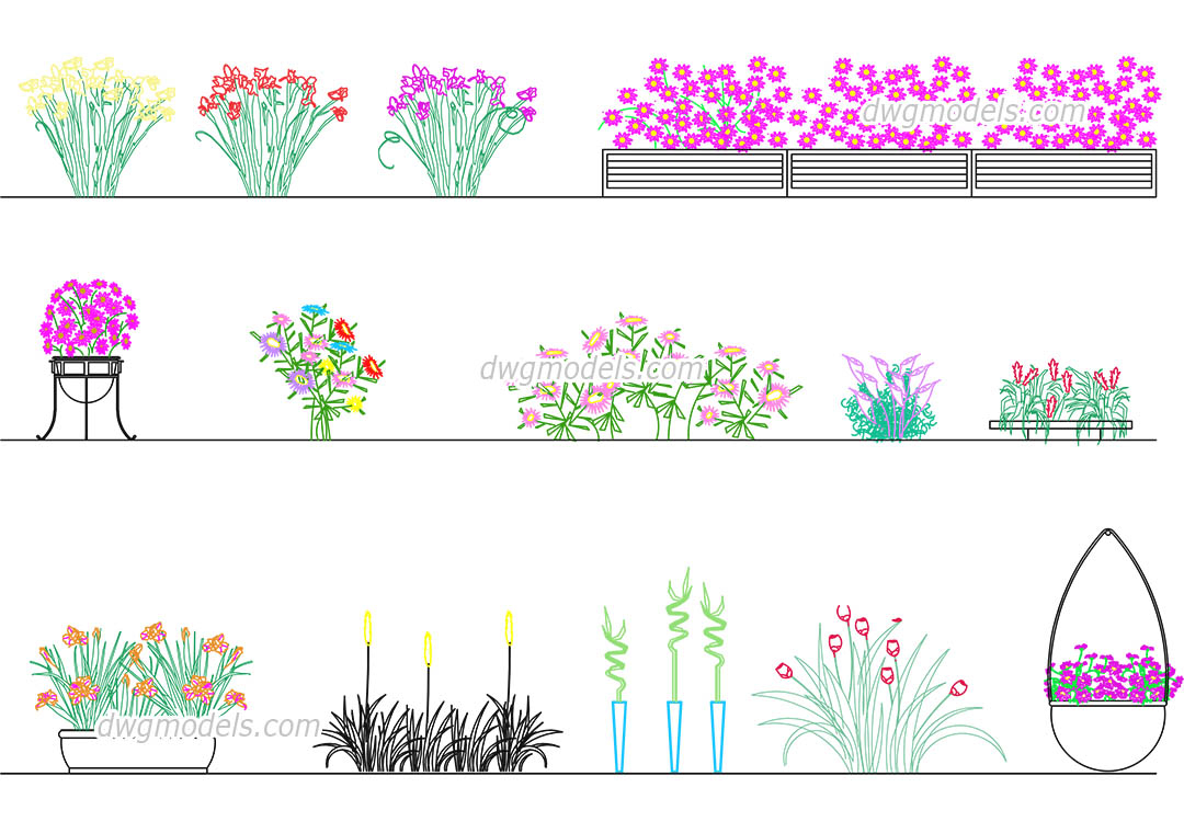 Flowers Dwg Free Cad Blocks Download inside measurements 1080 X 760