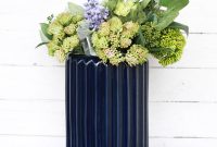 Fluted Ceramic Cylinder Floral Vase In Navy Blue 5 X 7 for sizing 1000 X 1000