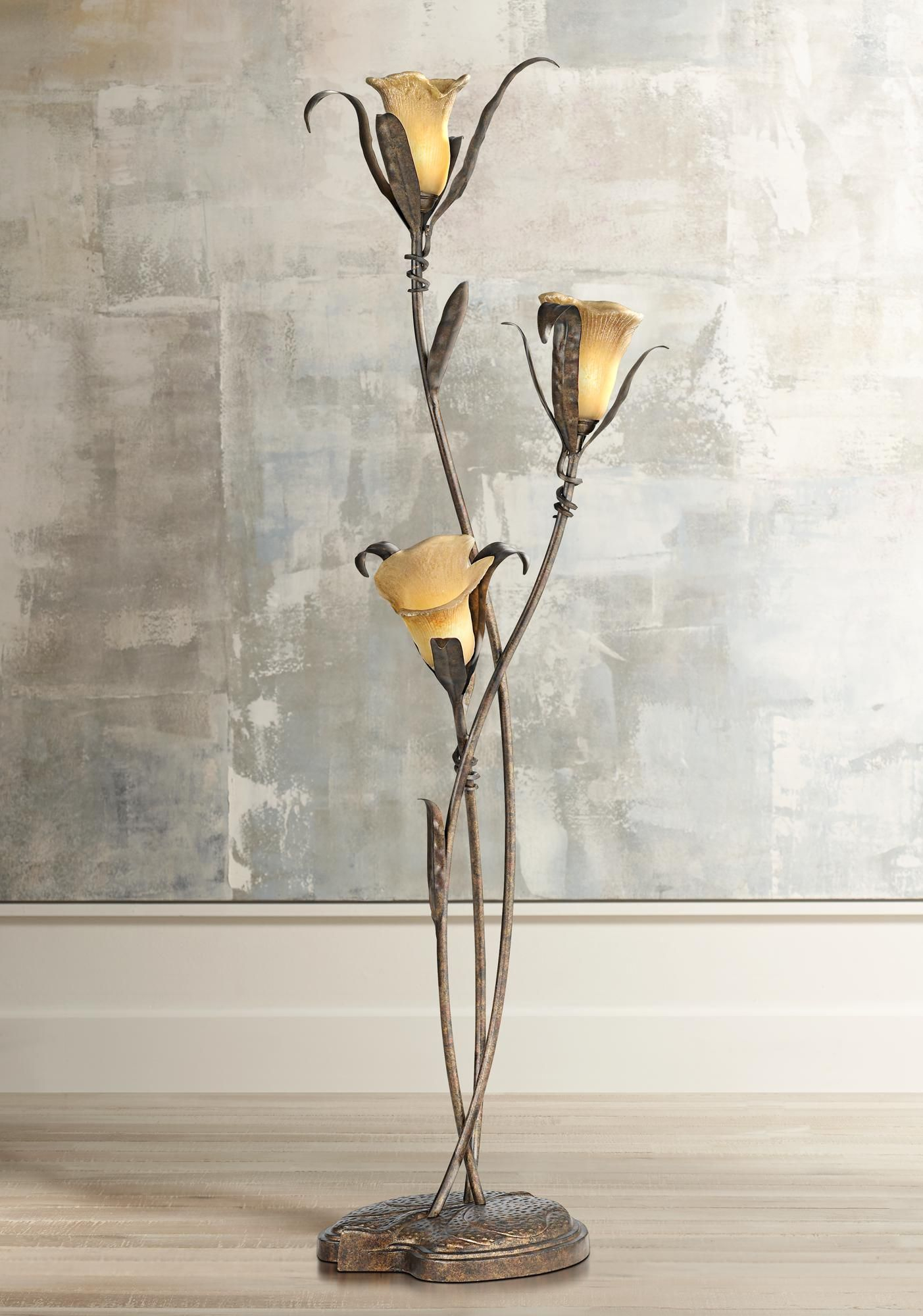 Franklin Iron Works Intertwined Lilies Floor Lamp 02350 with measurements 1403 X 2000