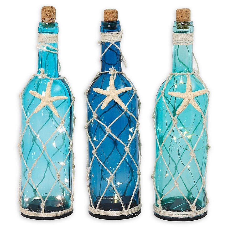 Gerson Tall Decorative Nautical Glass Bottles Set Of 3 regarding sizing 956 X 956