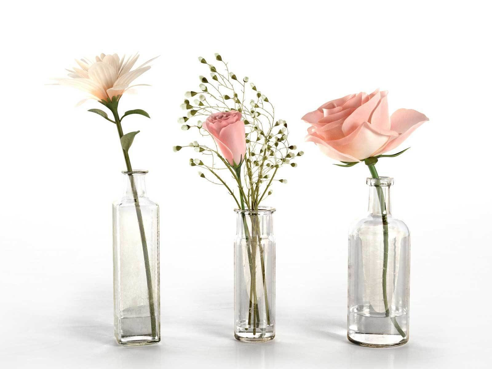 Glass Vases With Flowers 3d Model within proportions 1600 X 1200