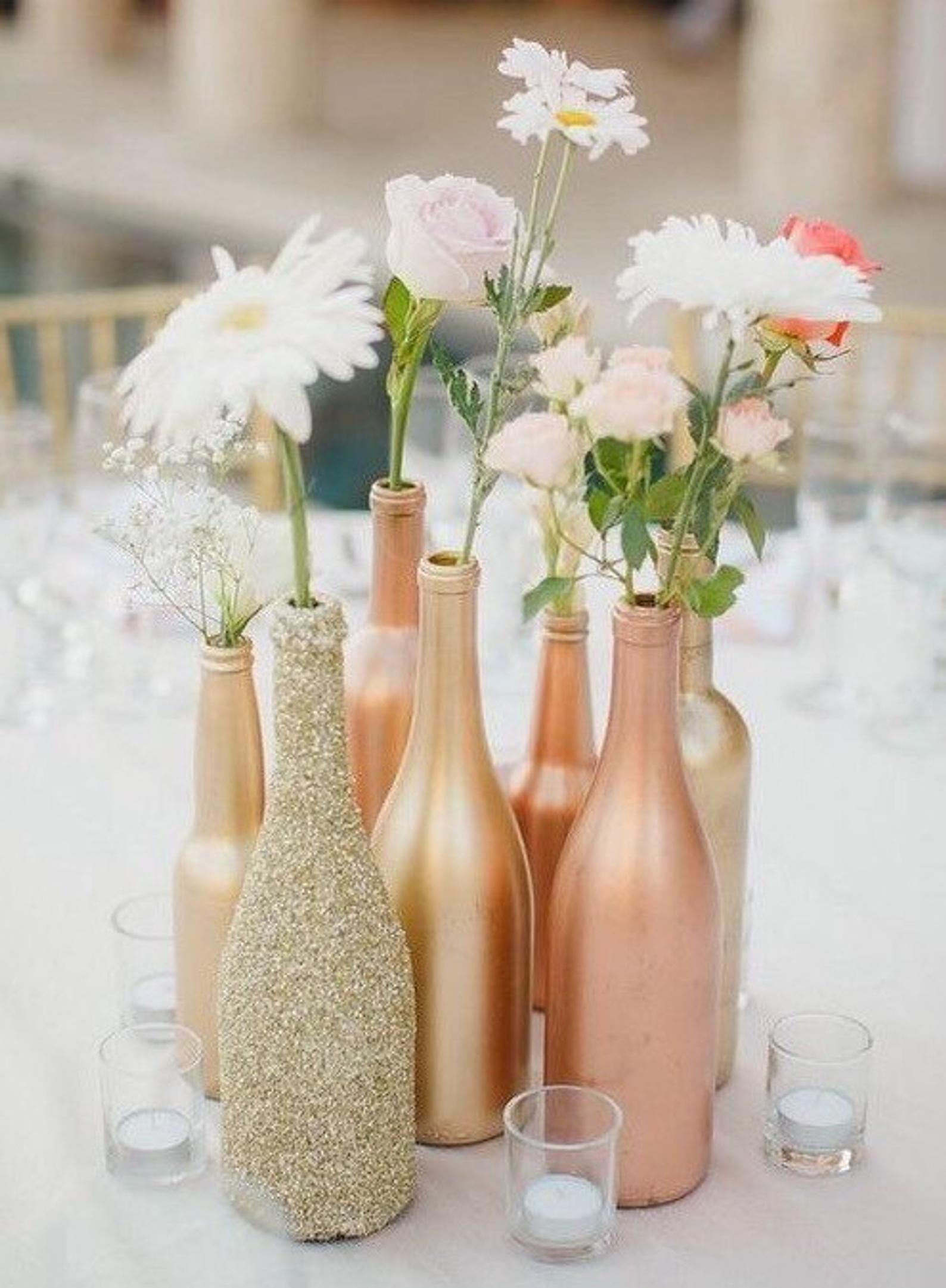 Gold Bottle Vases Centerpieces Vases Wedding Decor Gold throughout sizing 1588 X 2162