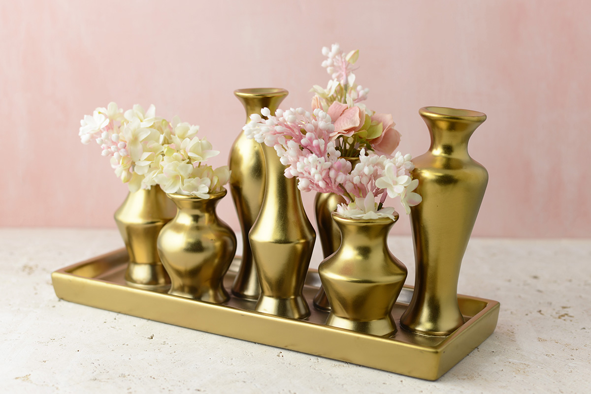 Gold Bud Vase Tray with size 1200 X 801