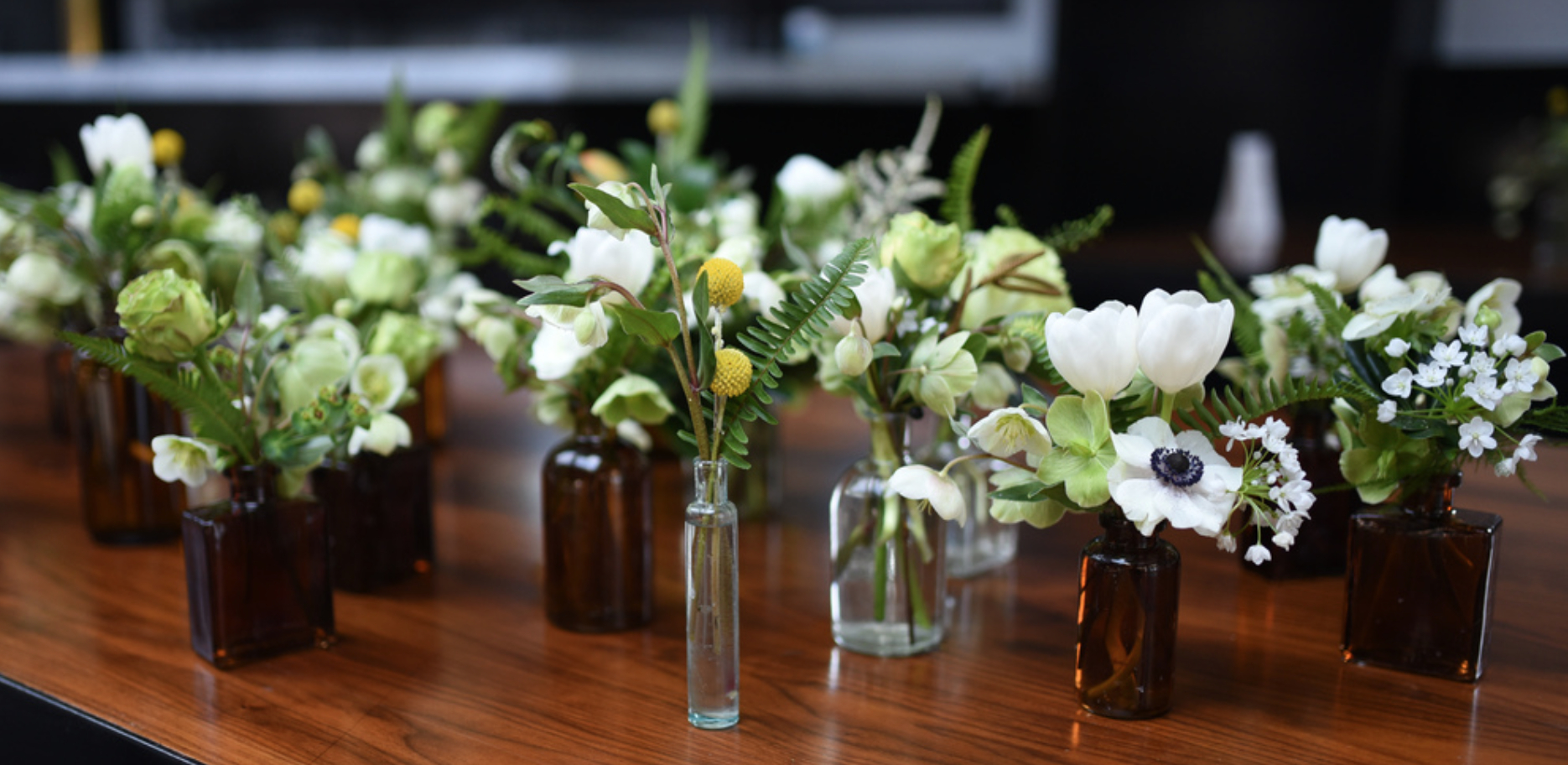 Green Building Wedding Flowers Including Mix Of Bud Vases with dimensions 1870 X 912
