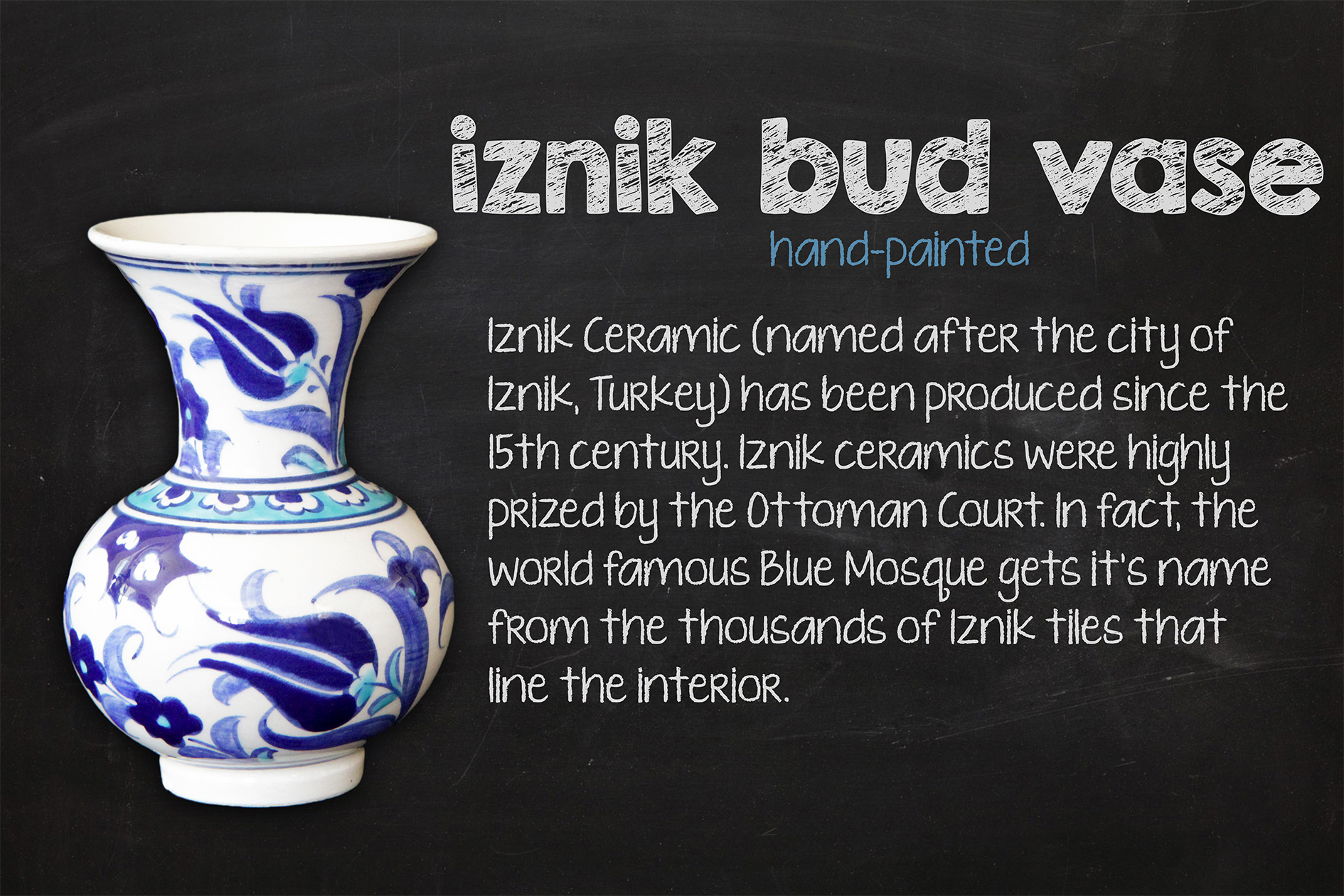 Hand Painted Iznik Bud Vase 10 Cm for measurements 1890 X 1260