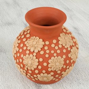 Handcrafted Ceramic Vase With Floral Design From Mexico Joy Of The Earth within dimensions 2000 X 2000