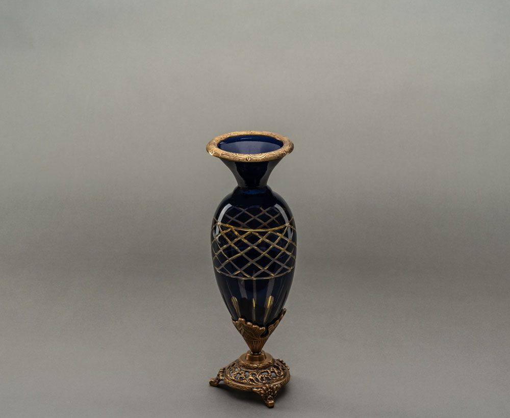 Handcrafted Vase In Blue Brass Colour For Stylish Home Decor intended for dimensions 1000 X 820