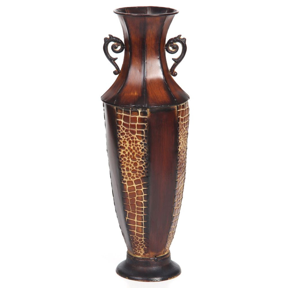 Hosley Decorative Brown Embossed Iron Tall Floor Vase 26 inside sizing 1000 X 1000