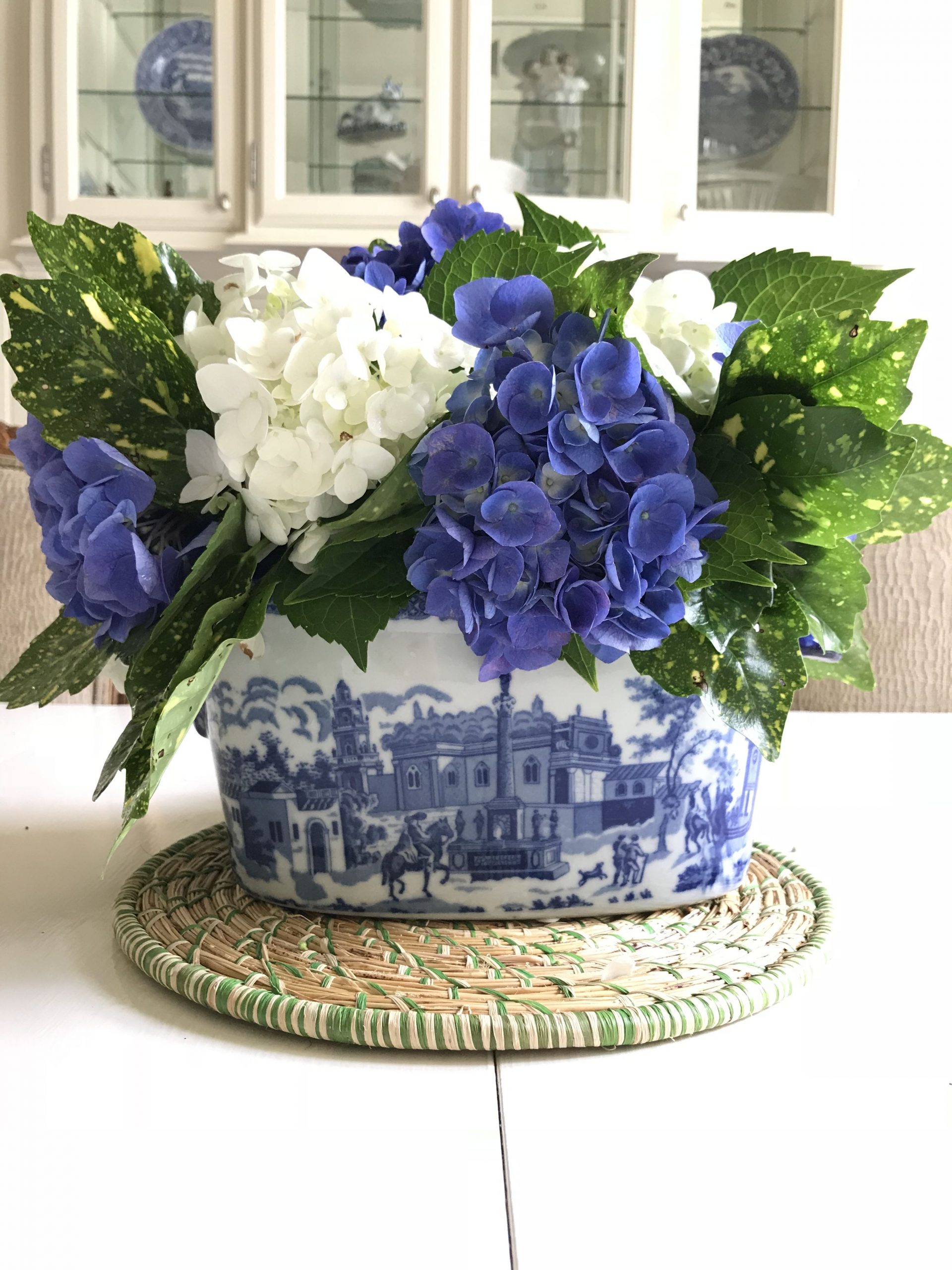 Hydrangeas Blue White Vase Floral Arrangements Flower within size 3024 X 4032
