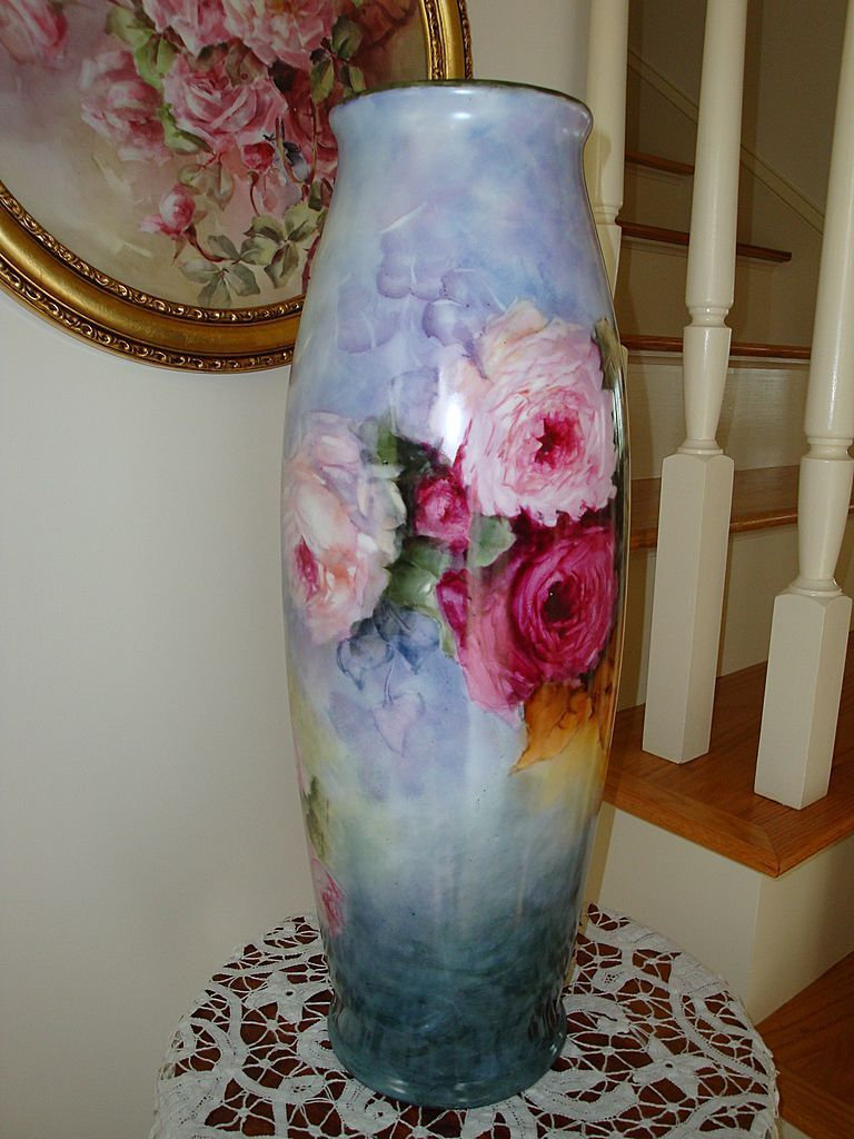 Incredible Antique Limoges France Huge Floor Vase 22 Tall regarding measurements 768 X 1024