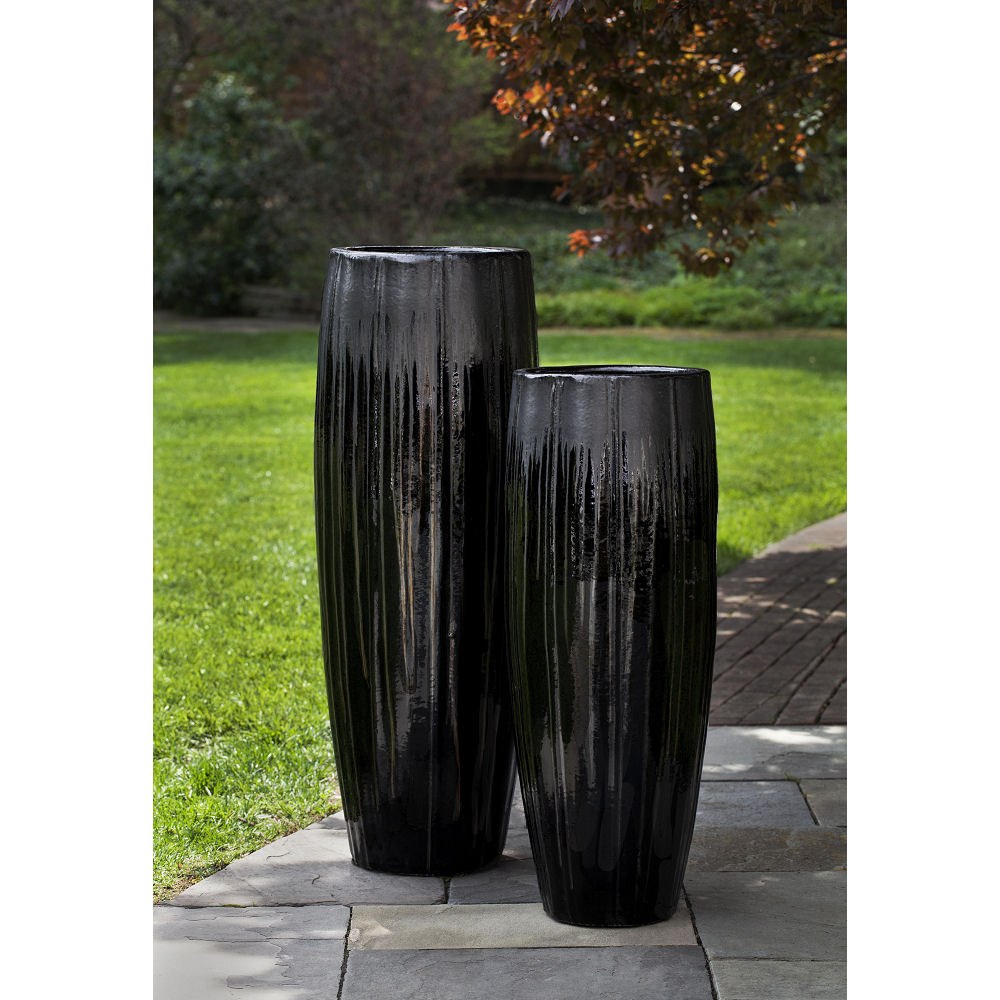 Isleta Planter Extra Tall Ceramic Vase Black Kinsey Garden for proportions 1000 X 1000