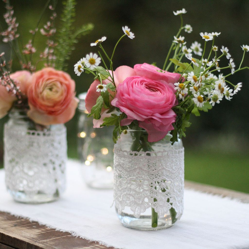 Lace Covered Mason Jar Vases Available From Theweddingomd inside size 1024 X 1024