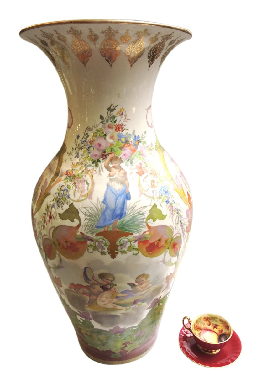 Large 26 Inch Paris Porcelain Limoges Handpainted Vase throughout proportions 868 X 1250