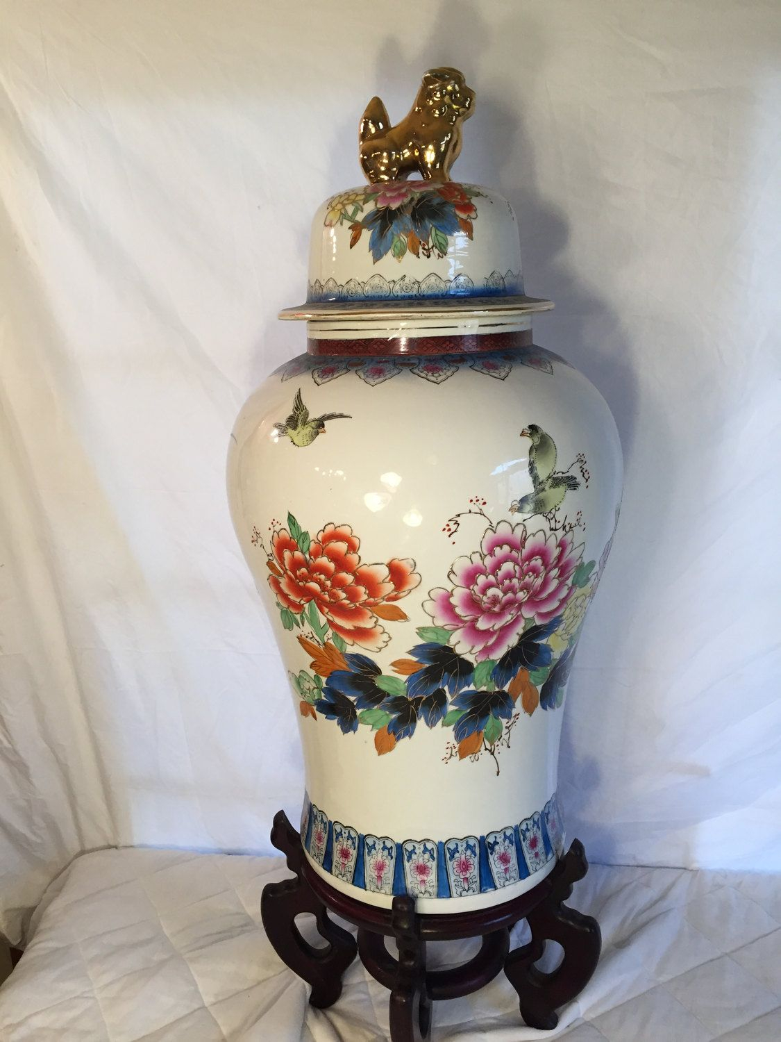 Large Asian Decorative Vase With Cherry Stand Chinese within dimensions 1125 X 1500