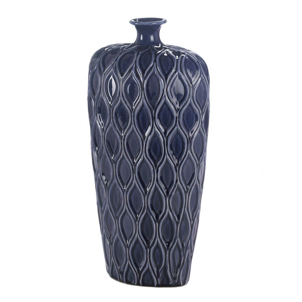 Large Ceramic Navy Blue Morrocan Geometric 17 Tall Textured in proportions 1000 X 1000