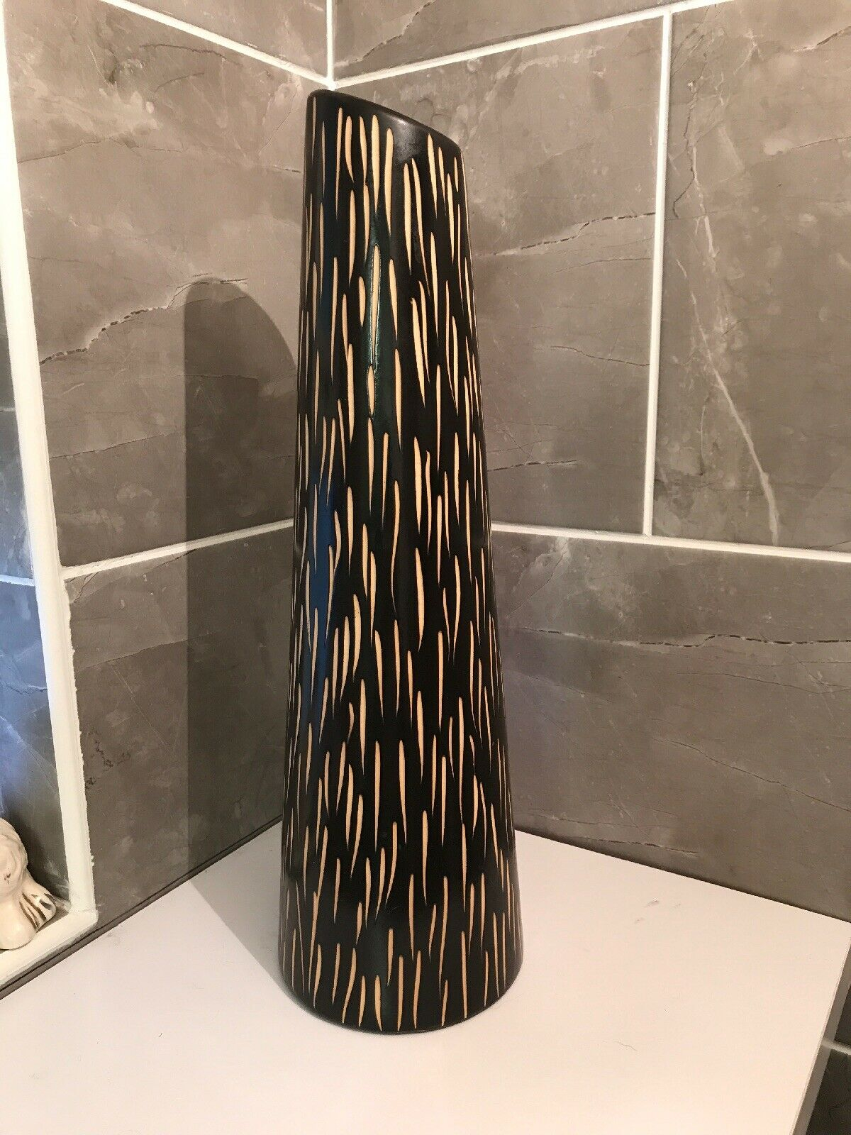 Large Floor Vase 45cm Ceramic Flick Vase Brown Cream Tall Round regarding size 1200 X 1600