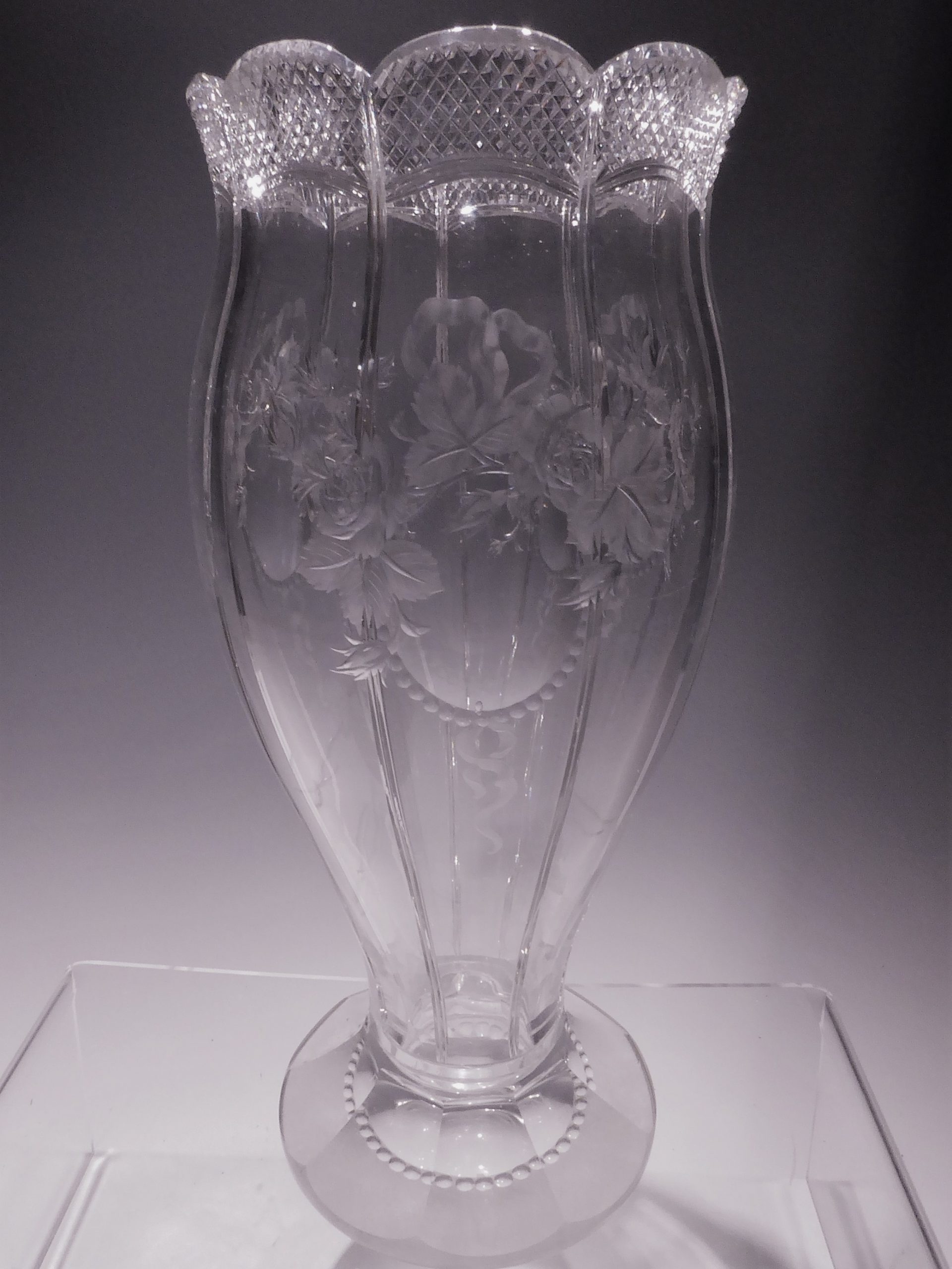 Large Impressive Floral Intaglio Cut Glass Vase 677505 in measurements 2500 X 3333