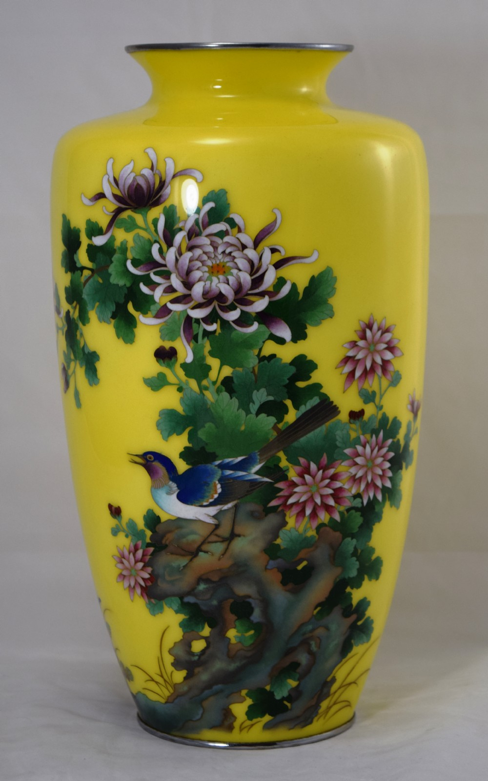 Large Striking Yellow Ground Japanese Cloisonne Vase for sizing 1000 X 1600