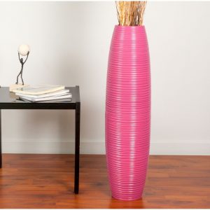 Leewadee Tall Big Floor Standing Vase For Home Decor 75 Cm Mango Wood Pink with regard to dimensions 1400 X 1400