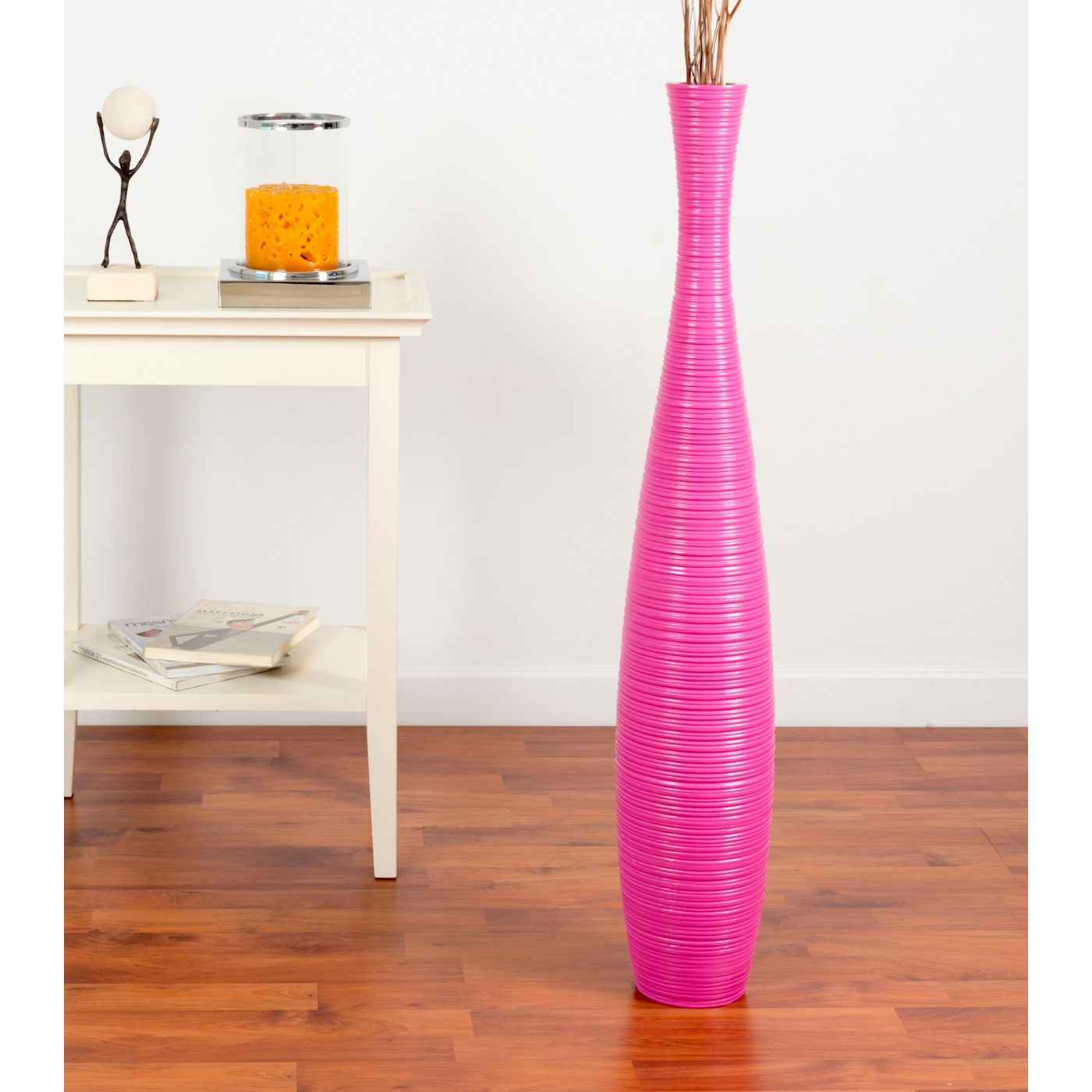 Leewadee Tall Big Floor Standing Vase For Home Decor 90 Cm Mango Wood Pink pertaining to size 1400 X 1400