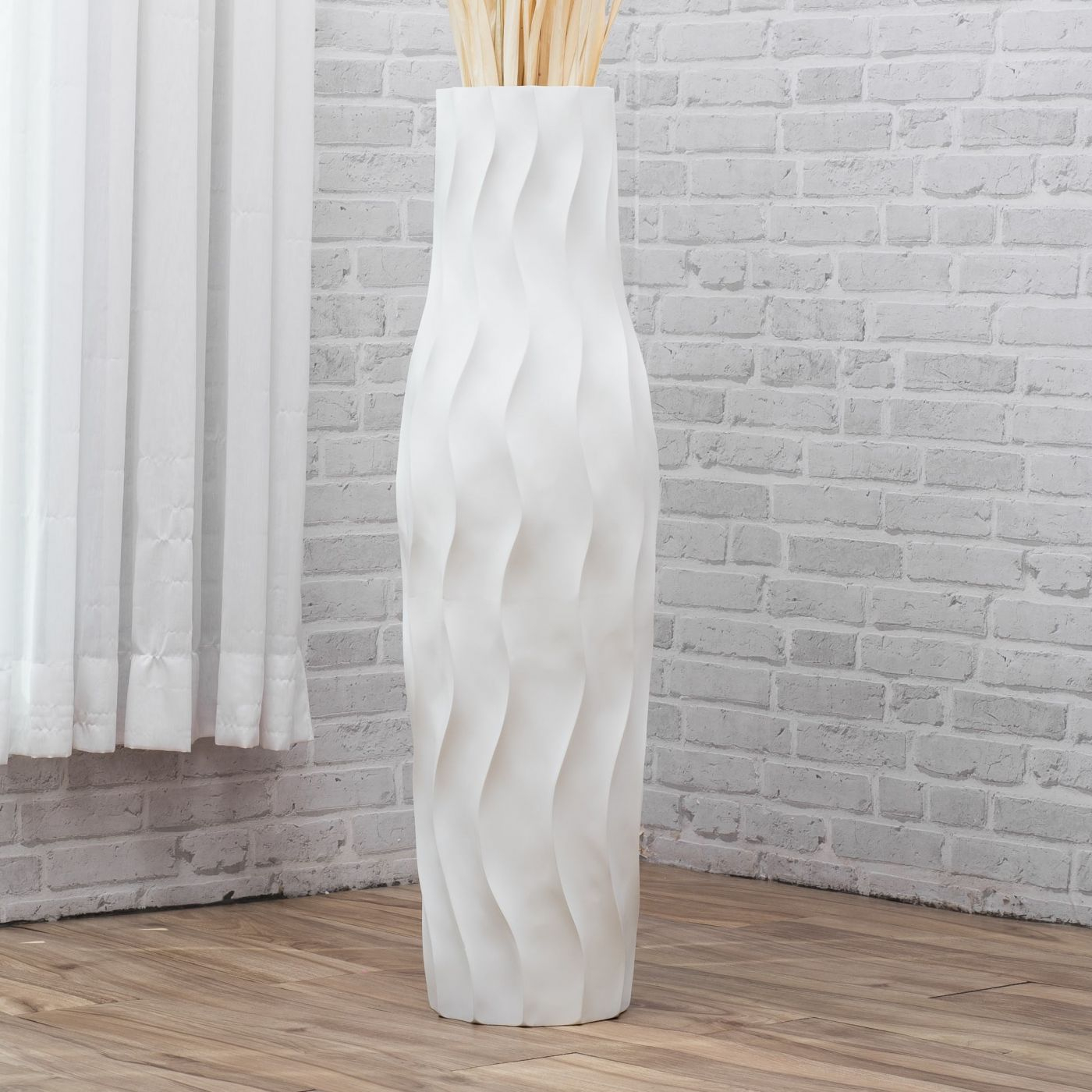 Leewadee Tall Big Floor Standing Vase For Home Decor 90 Cm Mango Wood White pertaining to dimensions 1400 X 1400