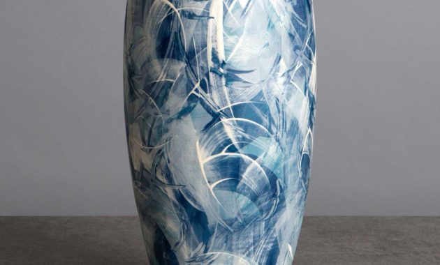 Light Blues White Curved Vase Waves Series Contemporary for sizing 1000 X 1000