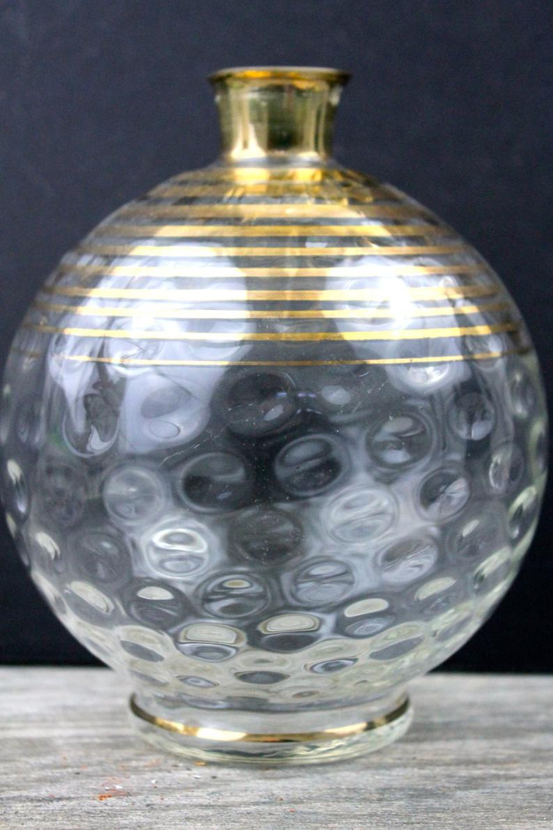 Ligne De Tchcoslovaquie Vintage Vase En Cristal Souffl La Main Or Vase Rond En Verre Vase with measurements 794 X 1191