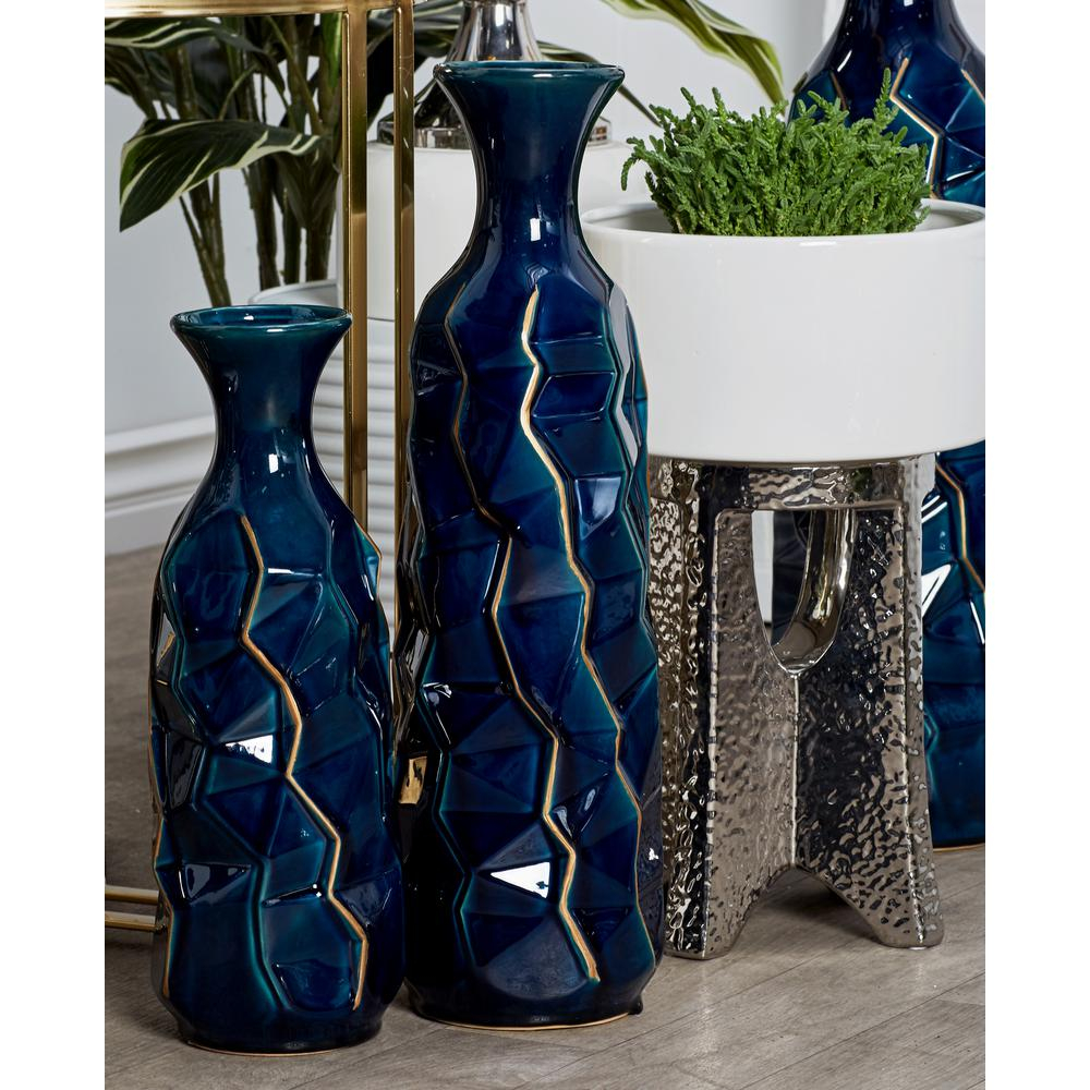 Litton Lane 26 In Navy Blue Ceramic Decorative Vase 59959 for proportions 1000 X 1000