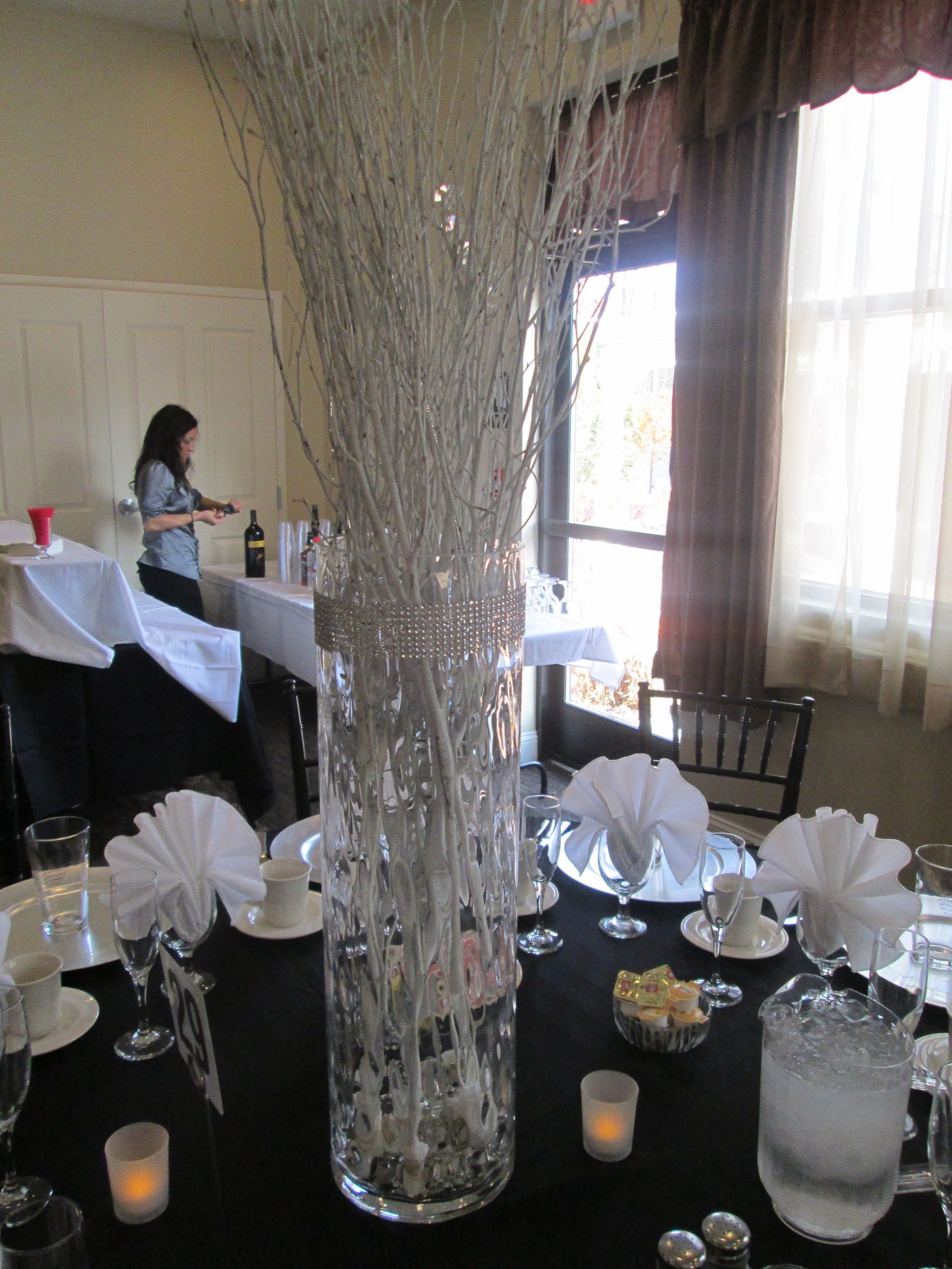 Long White Branches In A Tall Glass Vase Centerpiece inside sizing 3456 X 4608