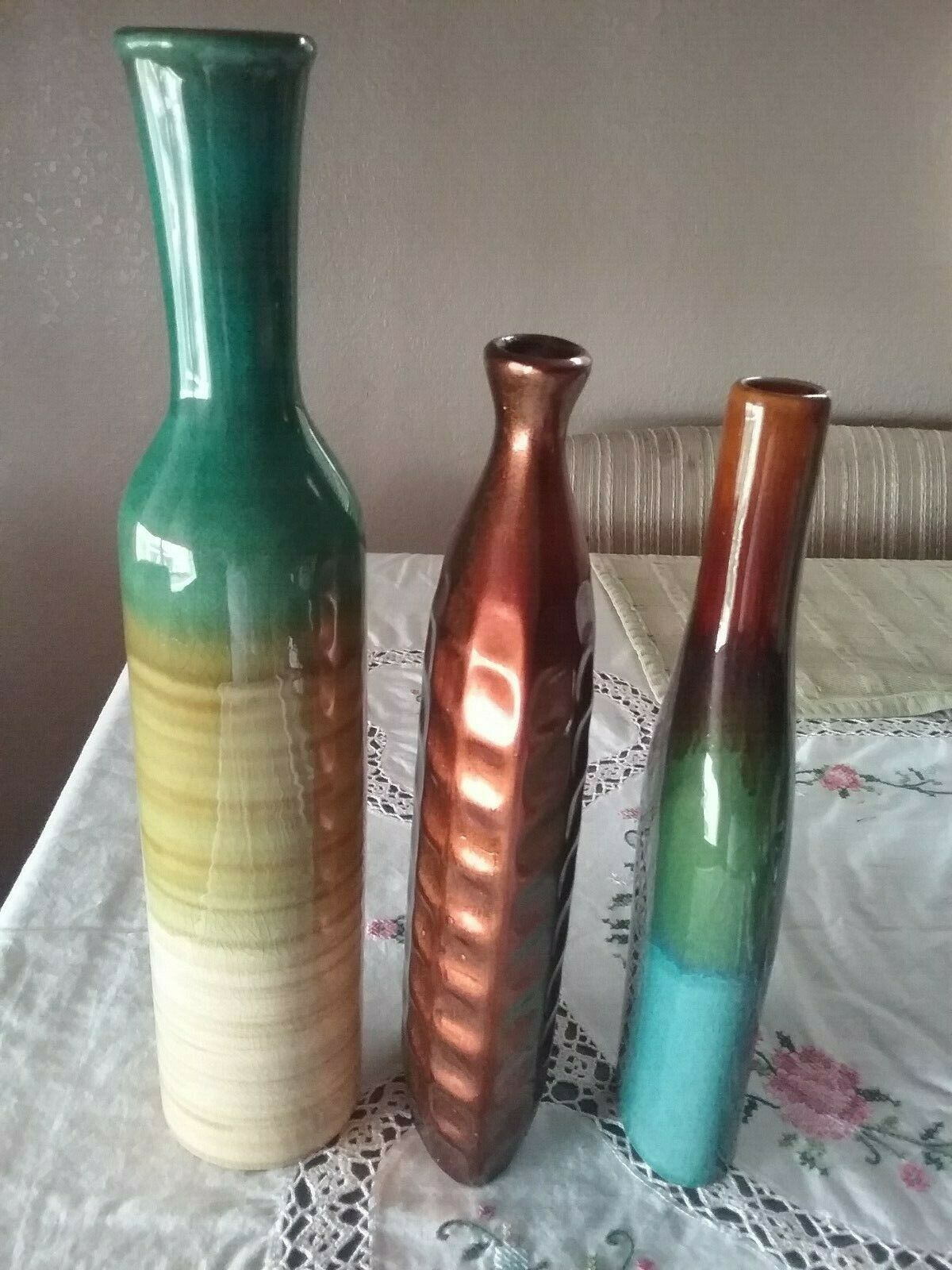 Lot Of 3 Kirkland Decorative Vases Various Sizes Shapes Designs Colors intended for dimensions 1200 X 1600