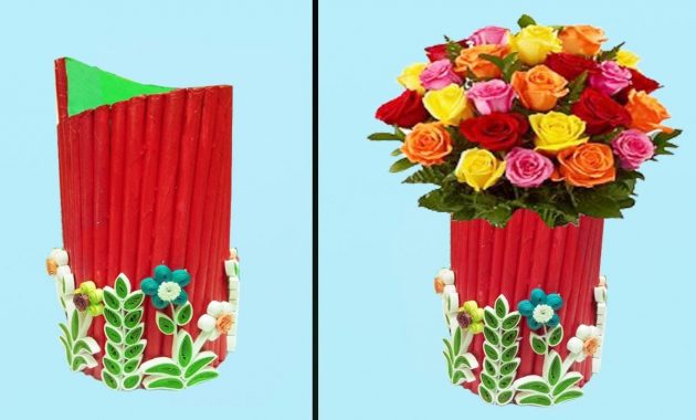 Make A Paper Flower Vase Finalluckincsolutions with measurements 1280 X 720