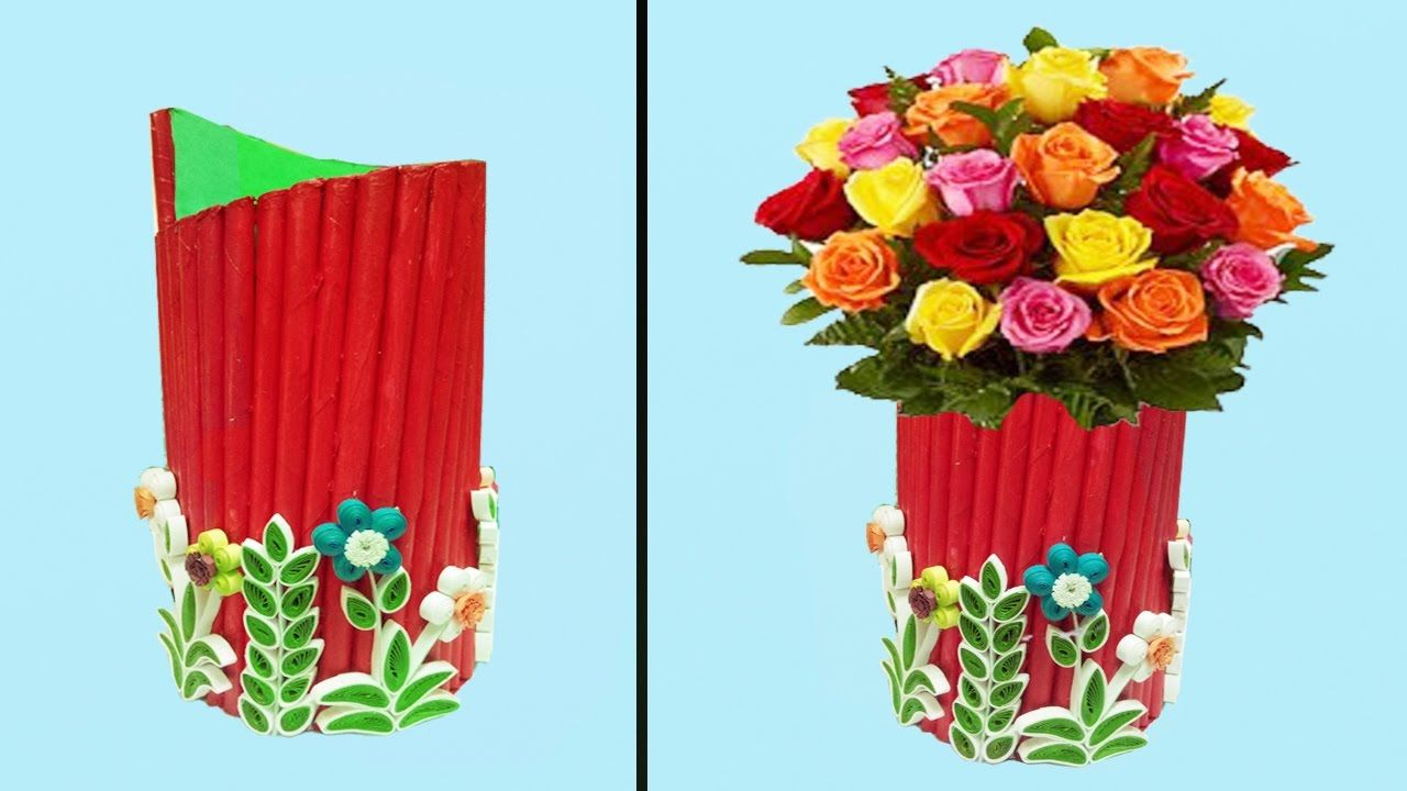Make A Paper Flower Vase Finalluckincsolutions with measurements 1280 X 720