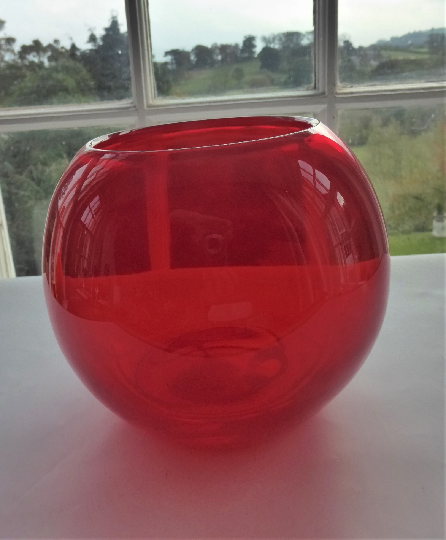 Mid Century Large Red Glass Globe Vase for size 1532 X 1855