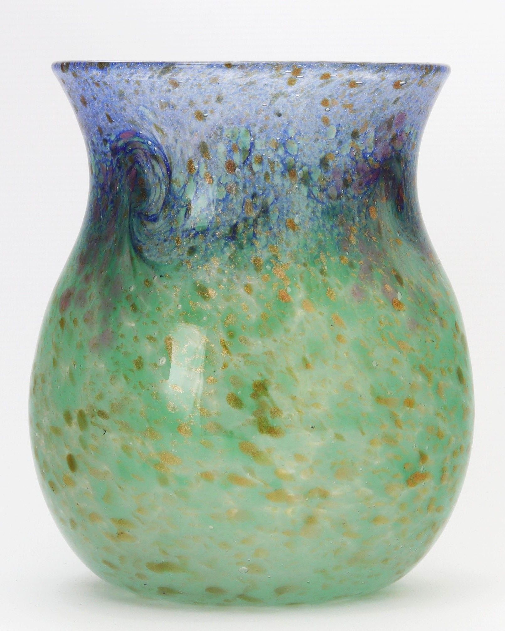 Monart Sea Green And Blue Glass Vase With Gold Aventurine in dimensions 1610 X 2013