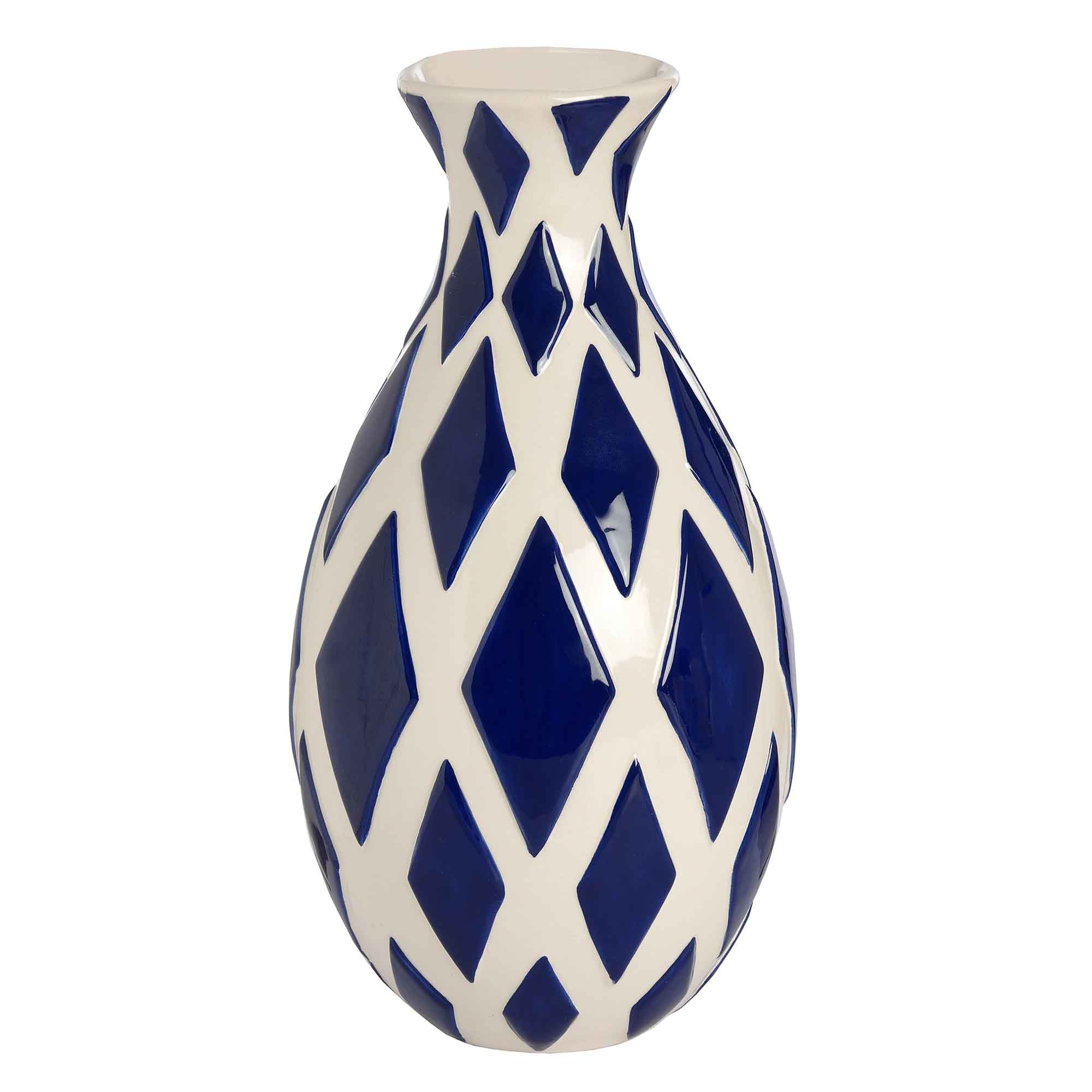 Navy And White Diamond Vase regarding measurements 2000 X 2000