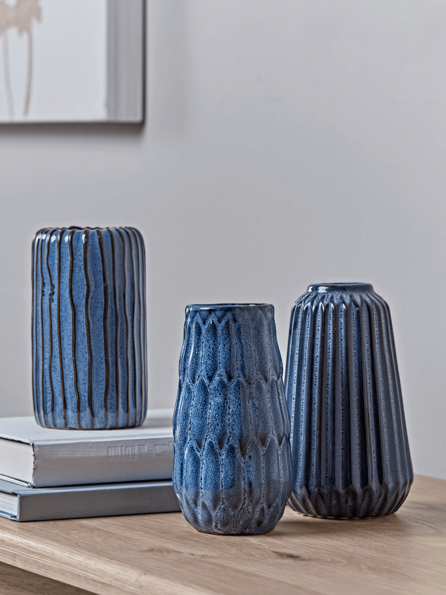 New Three Textured Blue Vases in sizing 900 X 1200